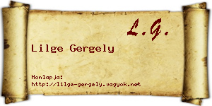 Lilge Gergely névjegykártya